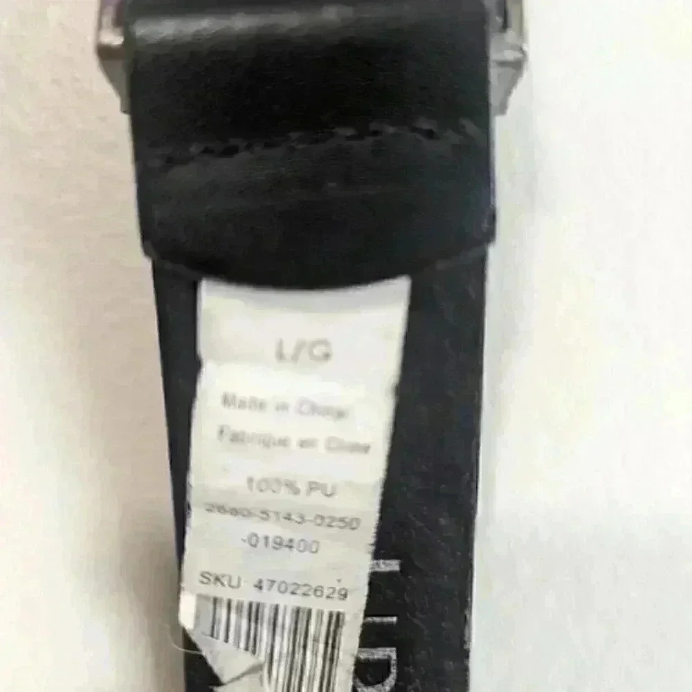 Urban Collection Black Faux Leather Belt with Silver Hardware